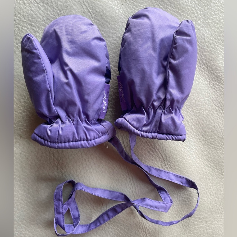 10/$35💥Hot Paws Baby Waterproof Mittens on a String! Purple & Indigo, Lined